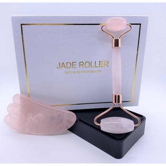 Jade roller och Gua Sha set - Rosenkvarts