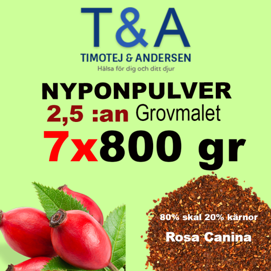 Nyponpulver 2,5:an grovmald T&A (PAKETPRIS: 7x800 gr)