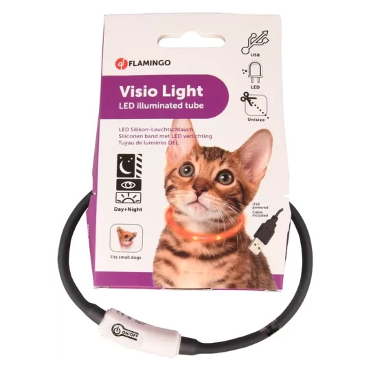 Blinkhalsband Visio till katt med usb laddning - Orange