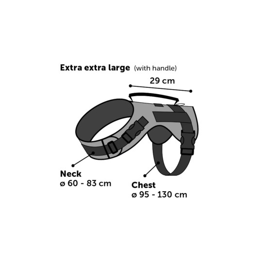 Sele med reflex och handtag - Röd, Small