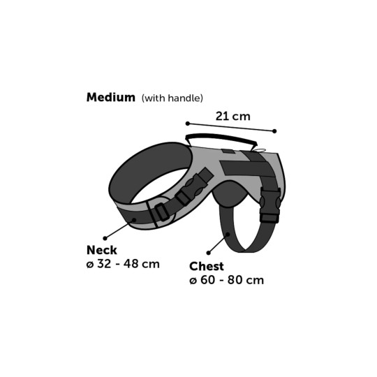 Sele med reflex och handtag - Röd, Small