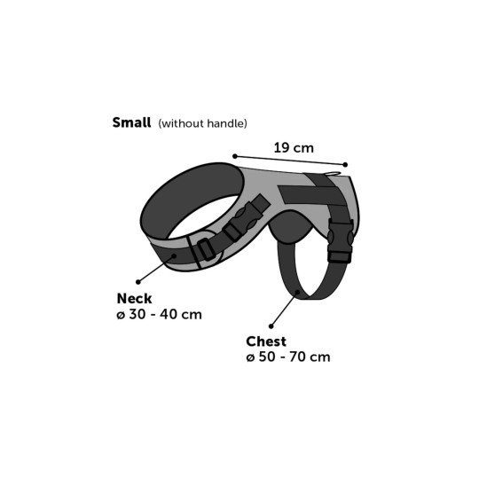 Sele med reflex och handtag - Röd, Small