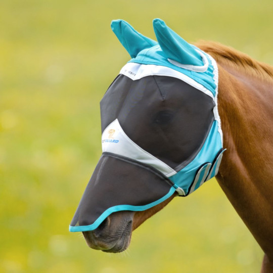 Shires Flughuva Med Öron Och Nos, Teal/Grey