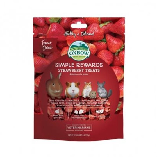 Simple rewards strawberry treats,-15g. Oxbow godis, frystorkade jordgubbar